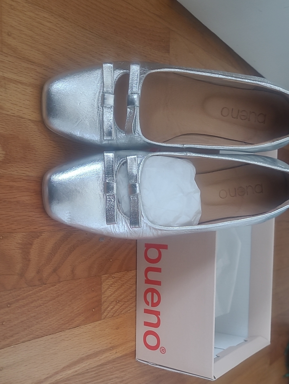 Bueno Metallic Silver Square-Toe Loafers
